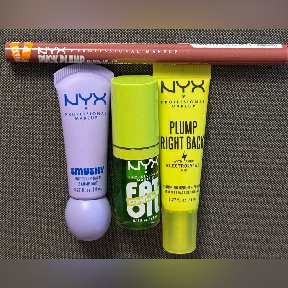 NYX Set Sugar Smush Smushy, Kiwi Freezie Fat Oil, Plump Right Back + Duck Plump